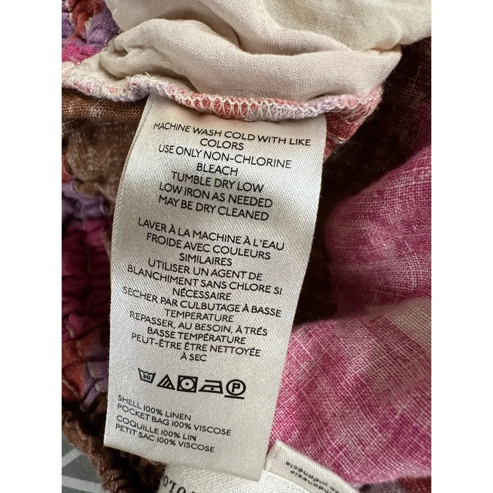 Anthropologie Somerset Shorts Womens M Pink Brown Linen Blend Geometric Print